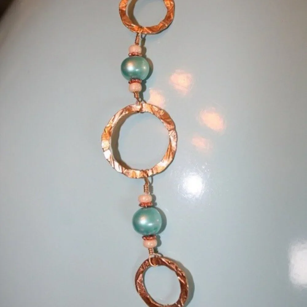 Hand made gold necklace with‎ gold and blue fresh water pearls